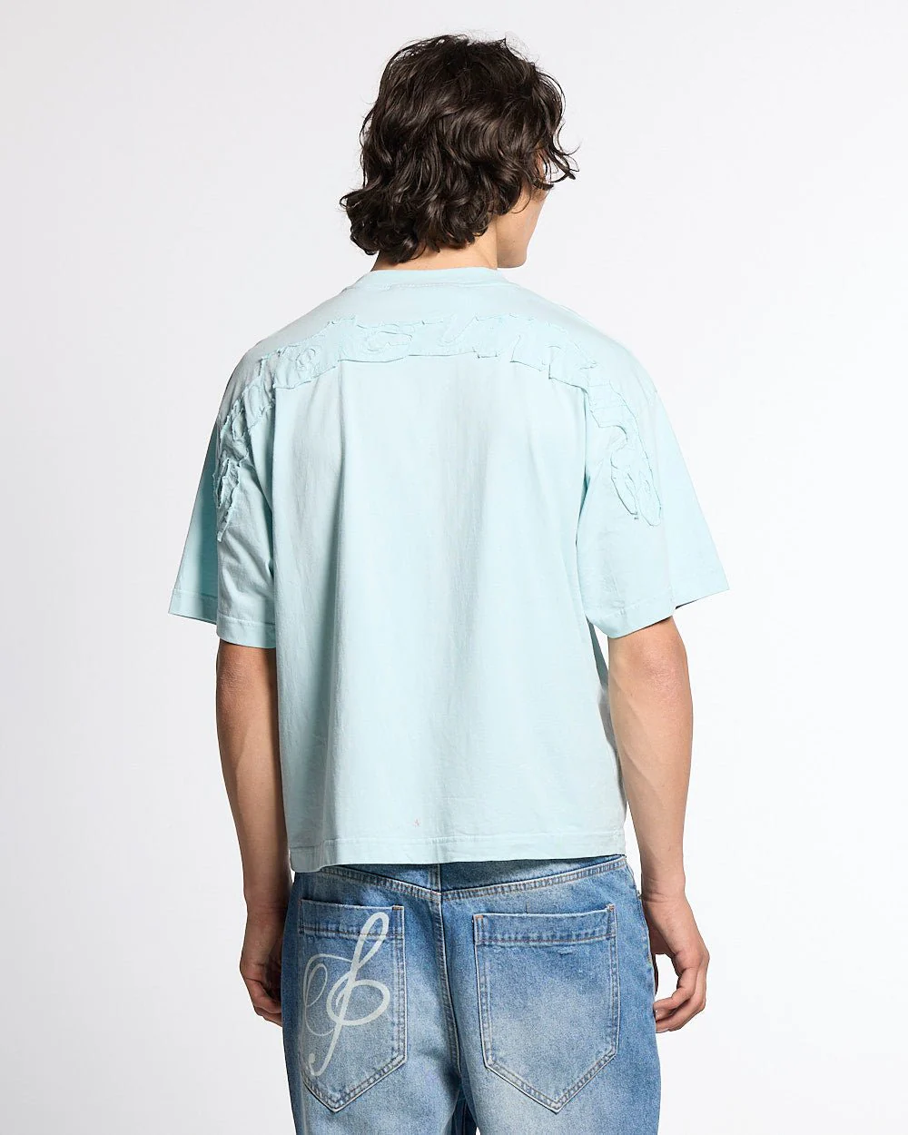 DISTRESS CURVED TEE BLUE