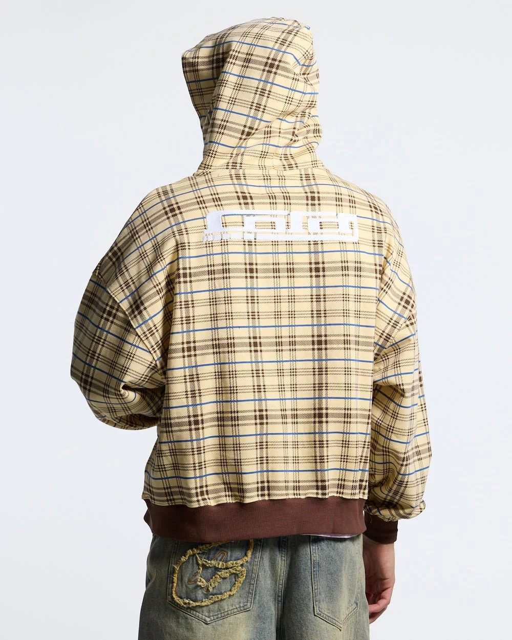 GRID ZIP HOODIE YELLOW & BROWN - Image 4