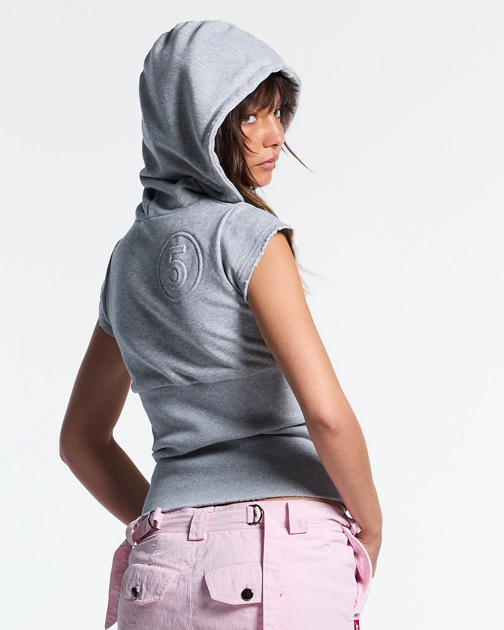 HOODED BABY ZIP TEE HEATHER GREY - Image 3