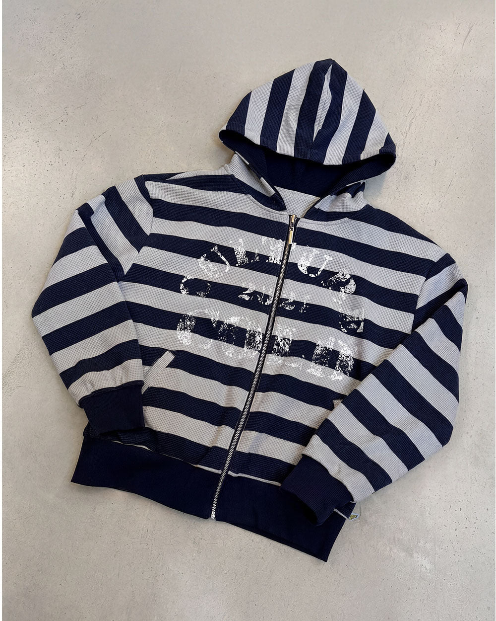 UNTRUE WAFFLE REVERSIBLE ZIP HOODIE BLUE - Image 14